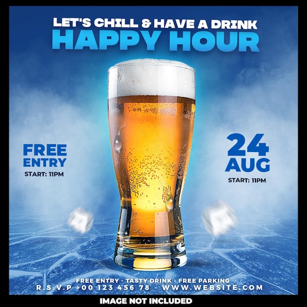 Free PSD beer party flyer social media banner template