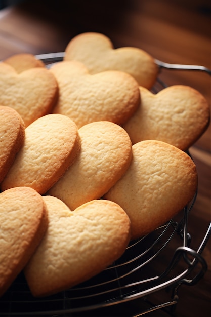 Delicious heart shaped cookies arrangement