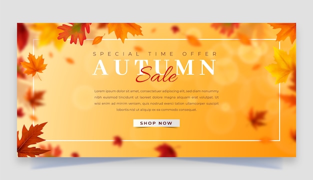 Free vector realistic horizontal sale banner template for autumn celebration